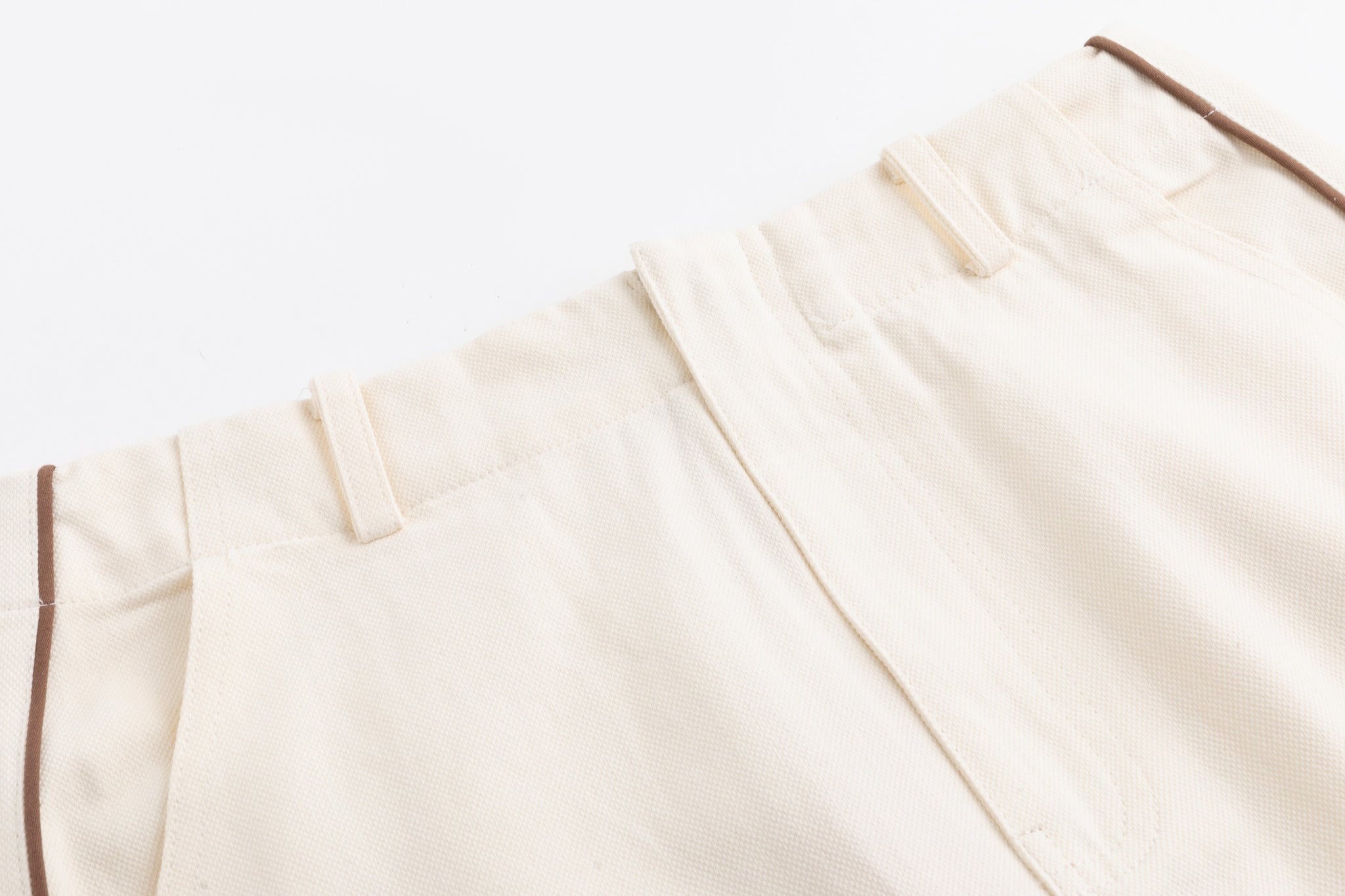 Denim Skirt With Brown Stitching And Belt - Ivory