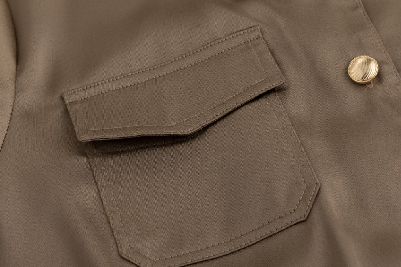 Belted Dress With Gold Buttons - Brown