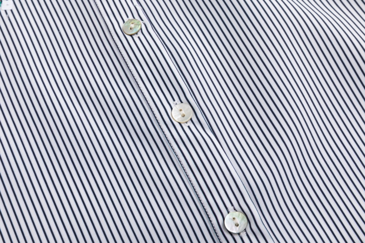 Black Striped Blouse With Colorful Beading