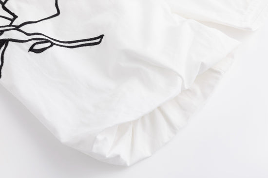 Cotton Blouse With Embroidered Sleeves - Ivory