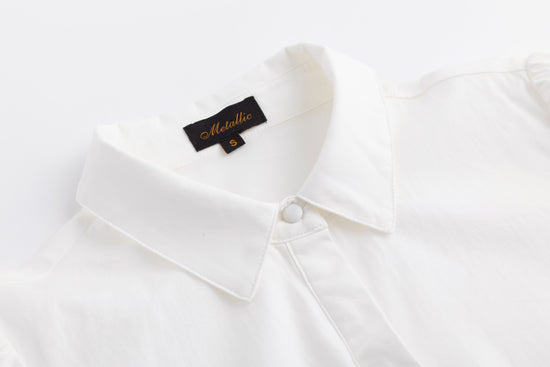 Cotton Blouse With Embroidered Sleeves - Ivory