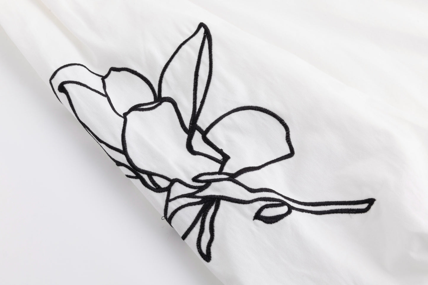 Cotton Blouse With Embroidered Sleeves - Ivory