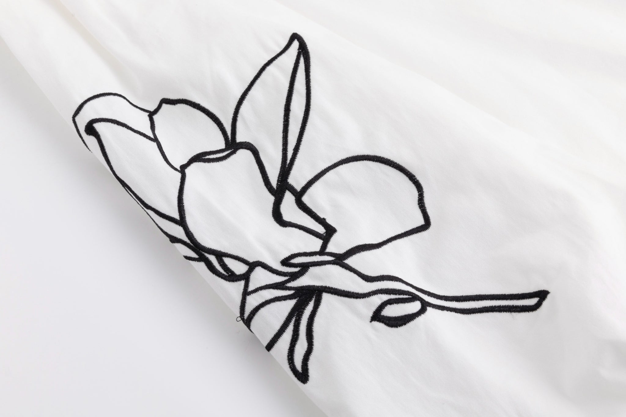 Cotton Blouse With Embroidered Sleeves - Ivory