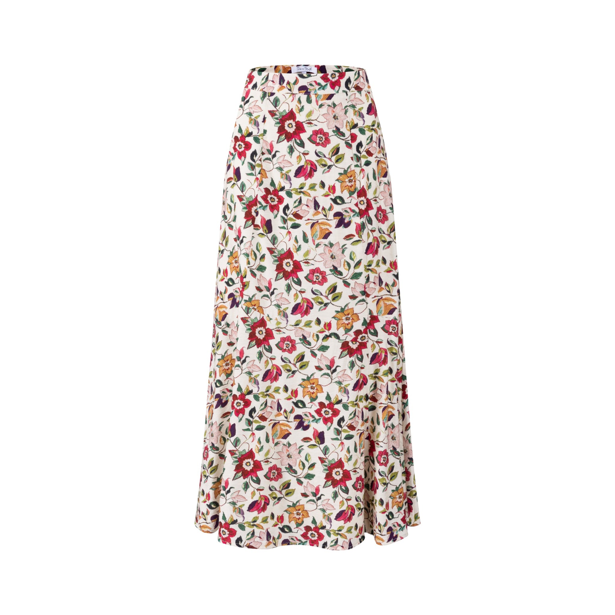 White Base Skirt With Colorful Flower Print