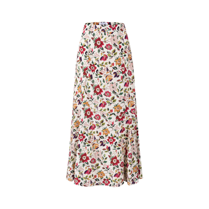 White Base Skirt With Colorful Flower Print
