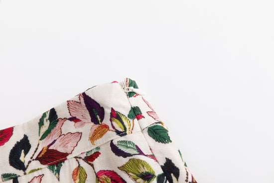 White Base Skirt With Colorful Flower Print