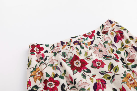 White Base Skirt With Colorful Flower Print