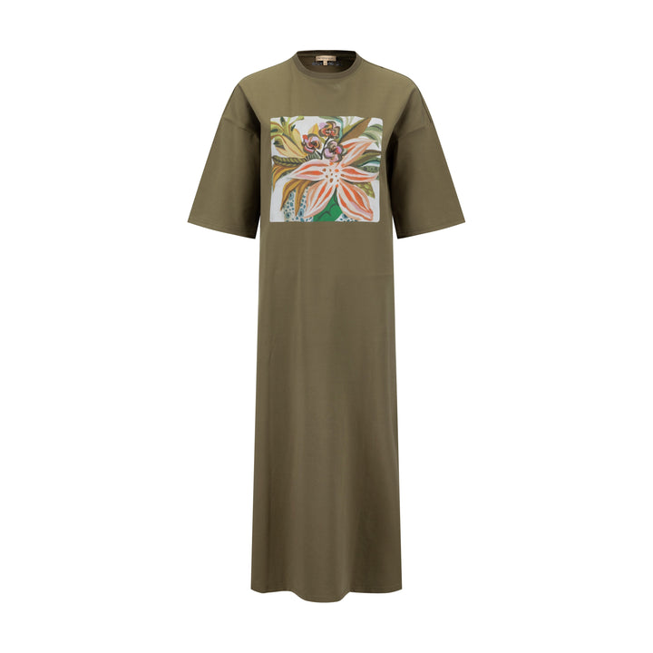 Graphic Box Tee Dress - Green Moss