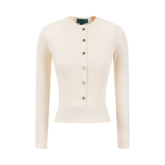 Cropped Ribbed Twin Set- Parchment