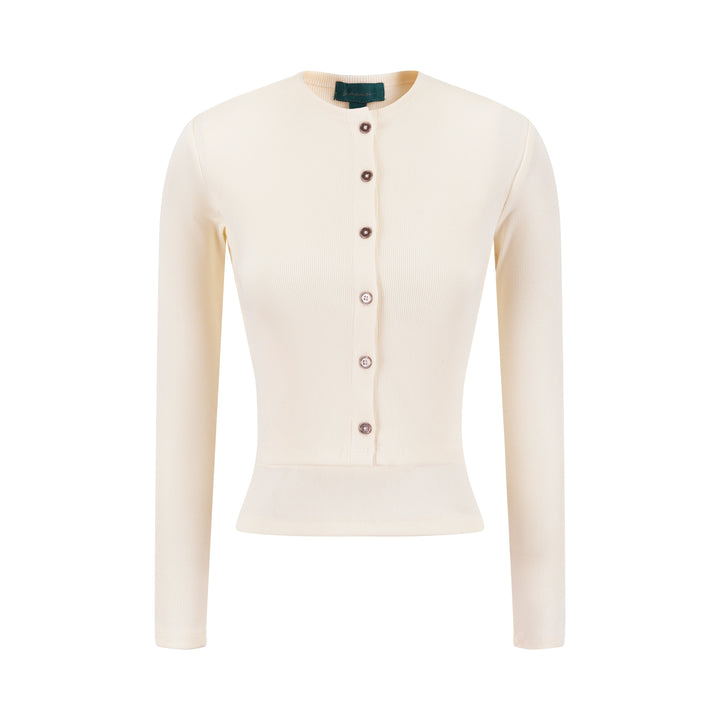 Cropped Ribbed Twin Set- Parchment