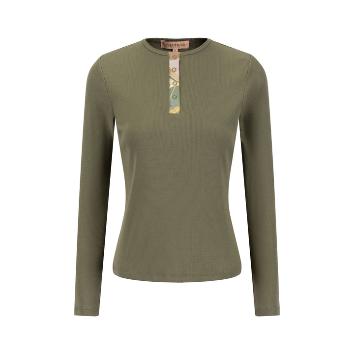 Elbow Patch T Shirt - Green Moss