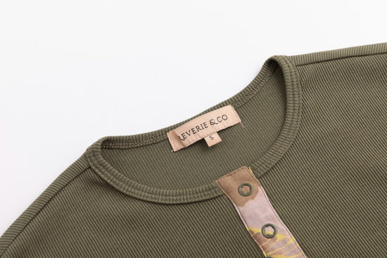 Elbow Patch T Shirt - Green Moss