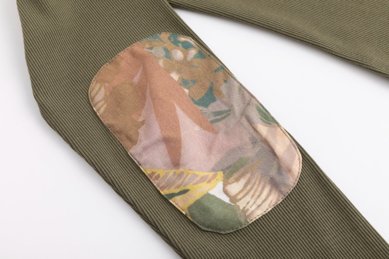 Elbow Patch T Shirt - Green Moss