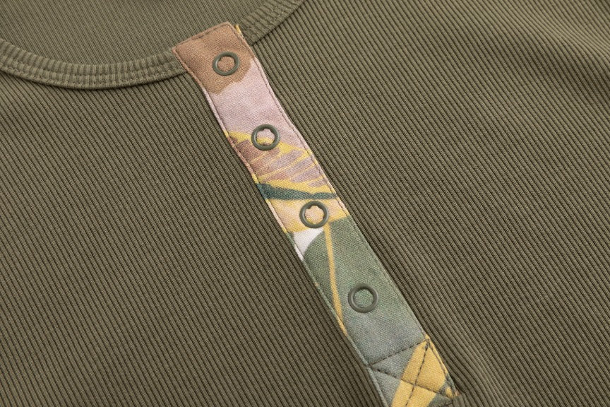 Elbow Patch T Shirt - Green Moss