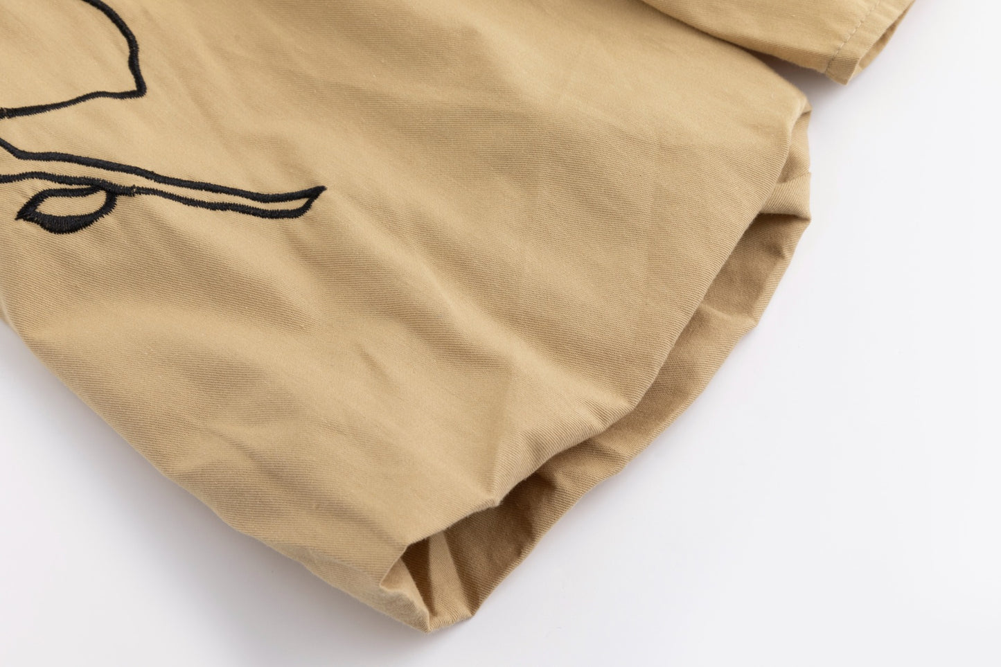 Cotton Blouse With Embroidered Sleeves - Tan