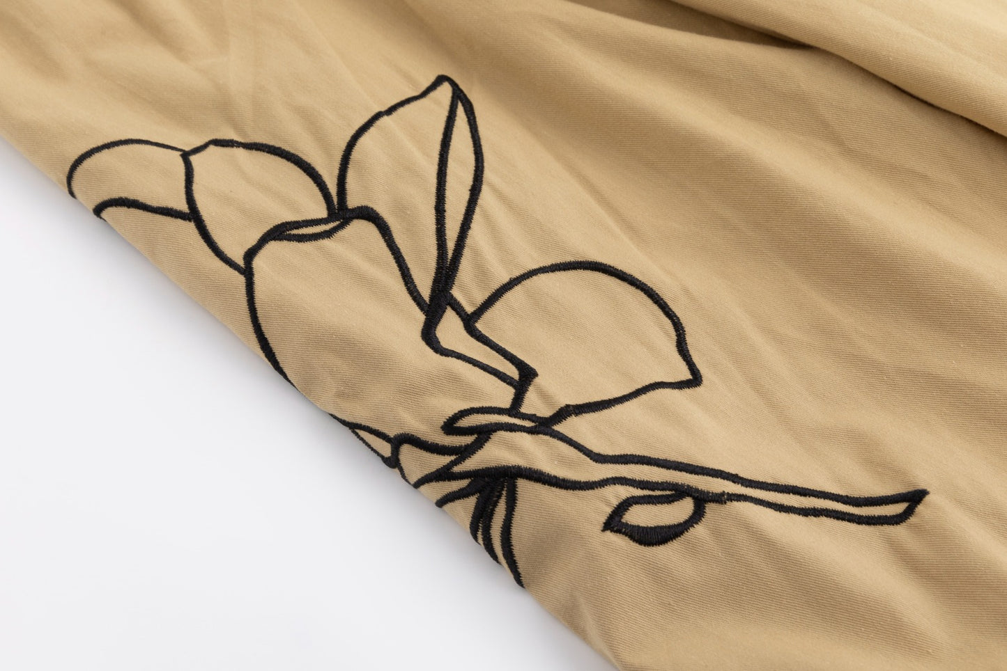 Cotton Blouse With Embroidered Sleeves - Tan