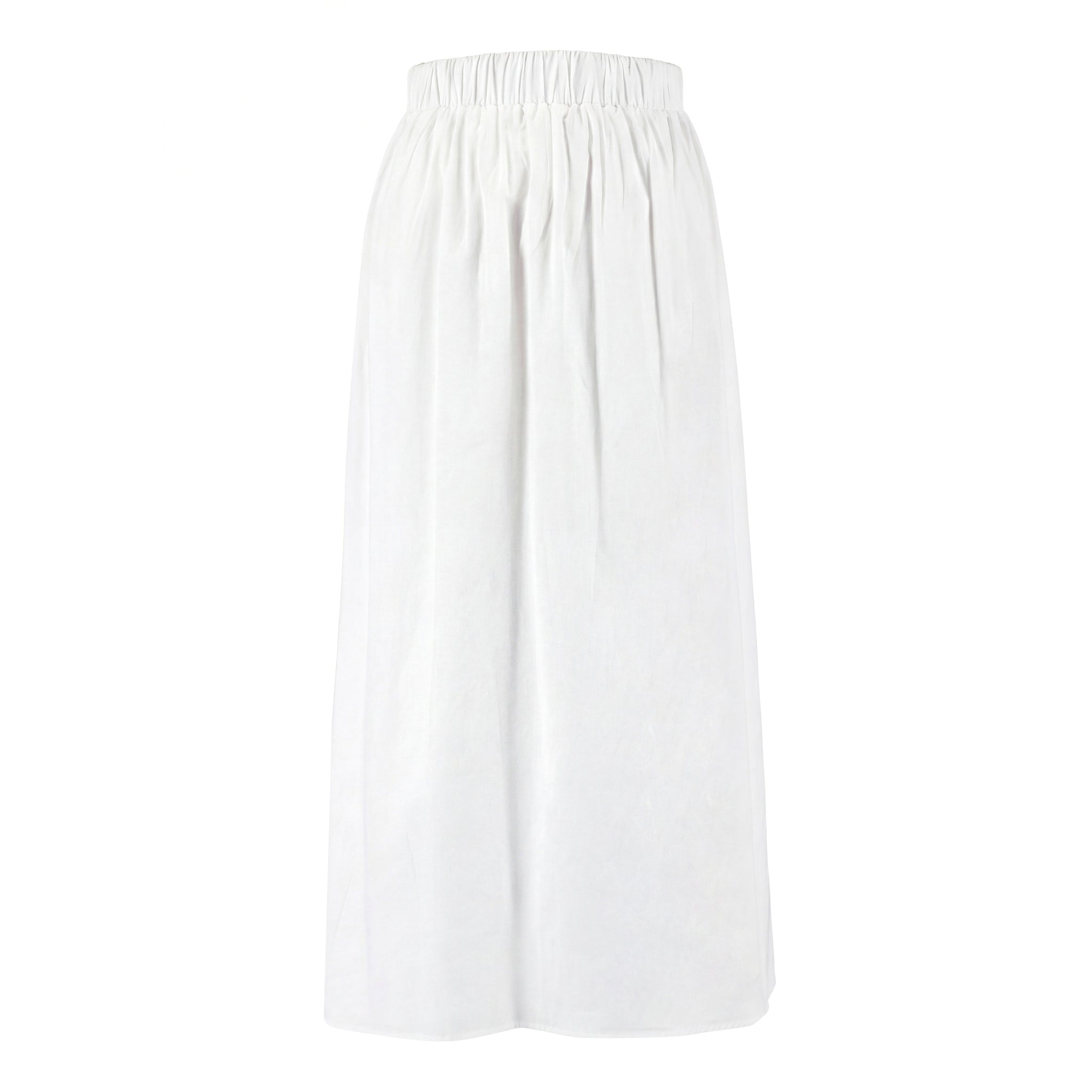 Cotton Skirt With Embroidered Waistband - Ivory