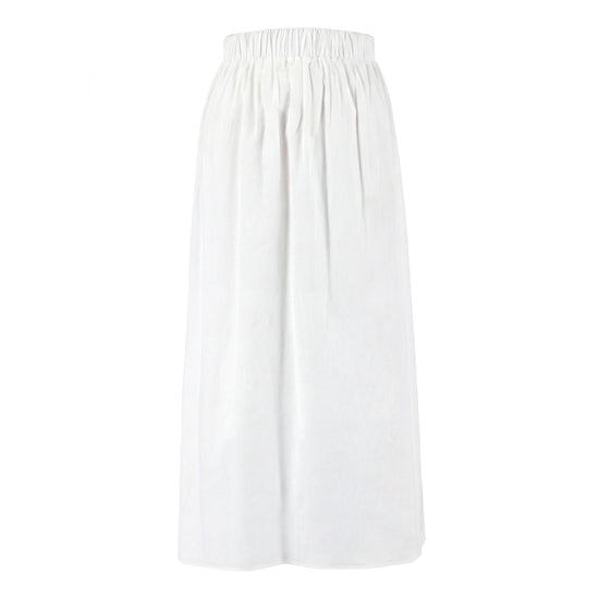 Cotton Skirt With Embroidered Waistband - Ivory