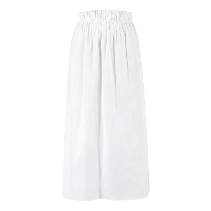 Cotton Skirt With Embroidered Waistband - Ivory