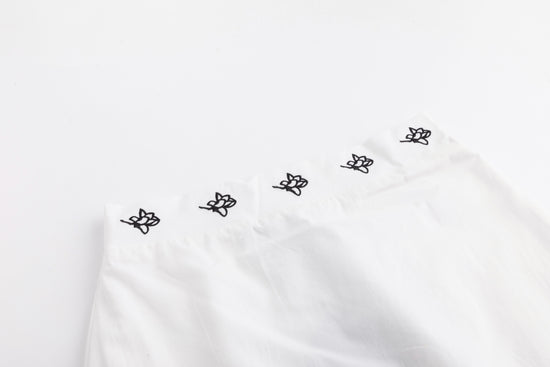 Cotton Skirt With Embroidered Waistband - Ivory