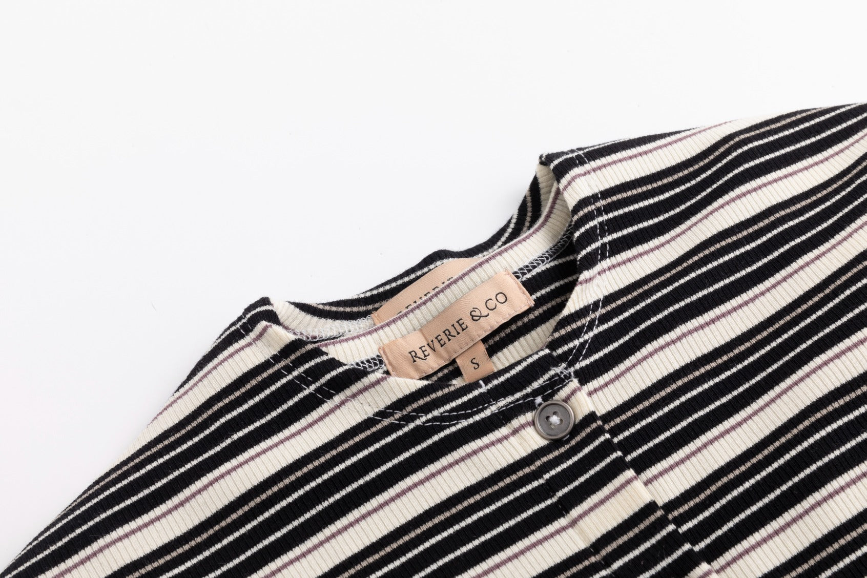 Cropped Ribbed Twin Set- Striped- Black And Cream