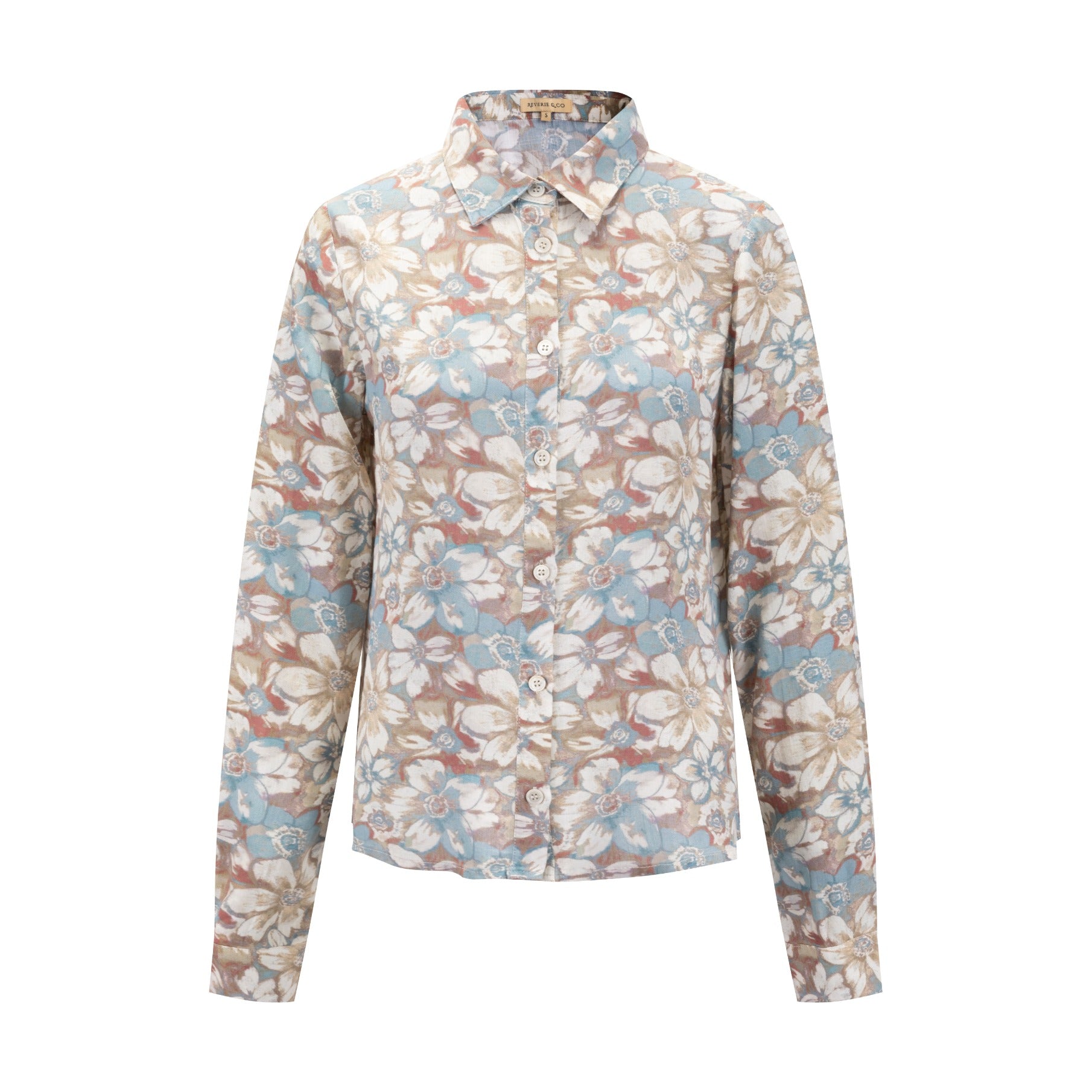 Antique Floral Printed Linen Blouse