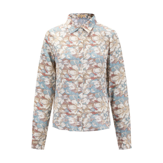 Antique Floral Printed Linen Blouse