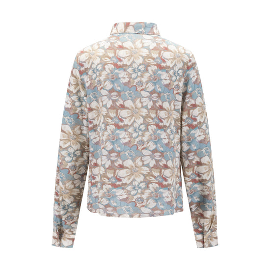 Antique Floral Printed Linen Blouse