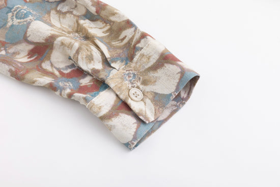 Antique Floral Printed Linen Blouse