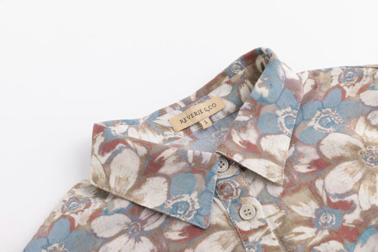 Antique Floral Printed Linen Blouse