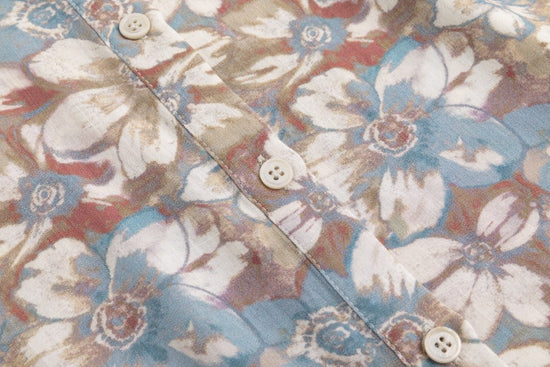 Antique Floral Printed Linen Blouse