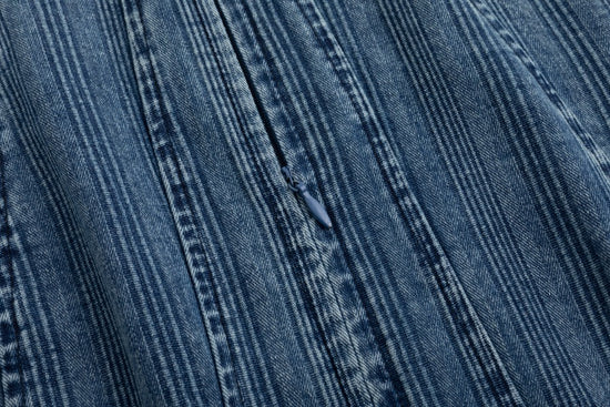 Textured Denim Dress With Belt
