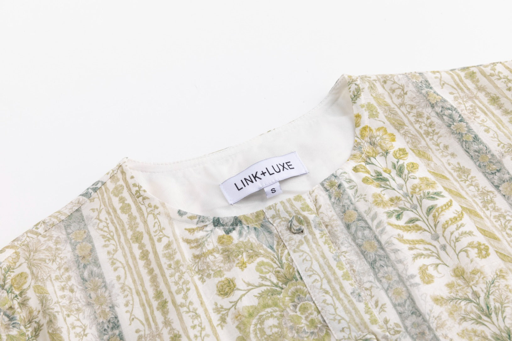 Ivory And Green Printed Floral Dress