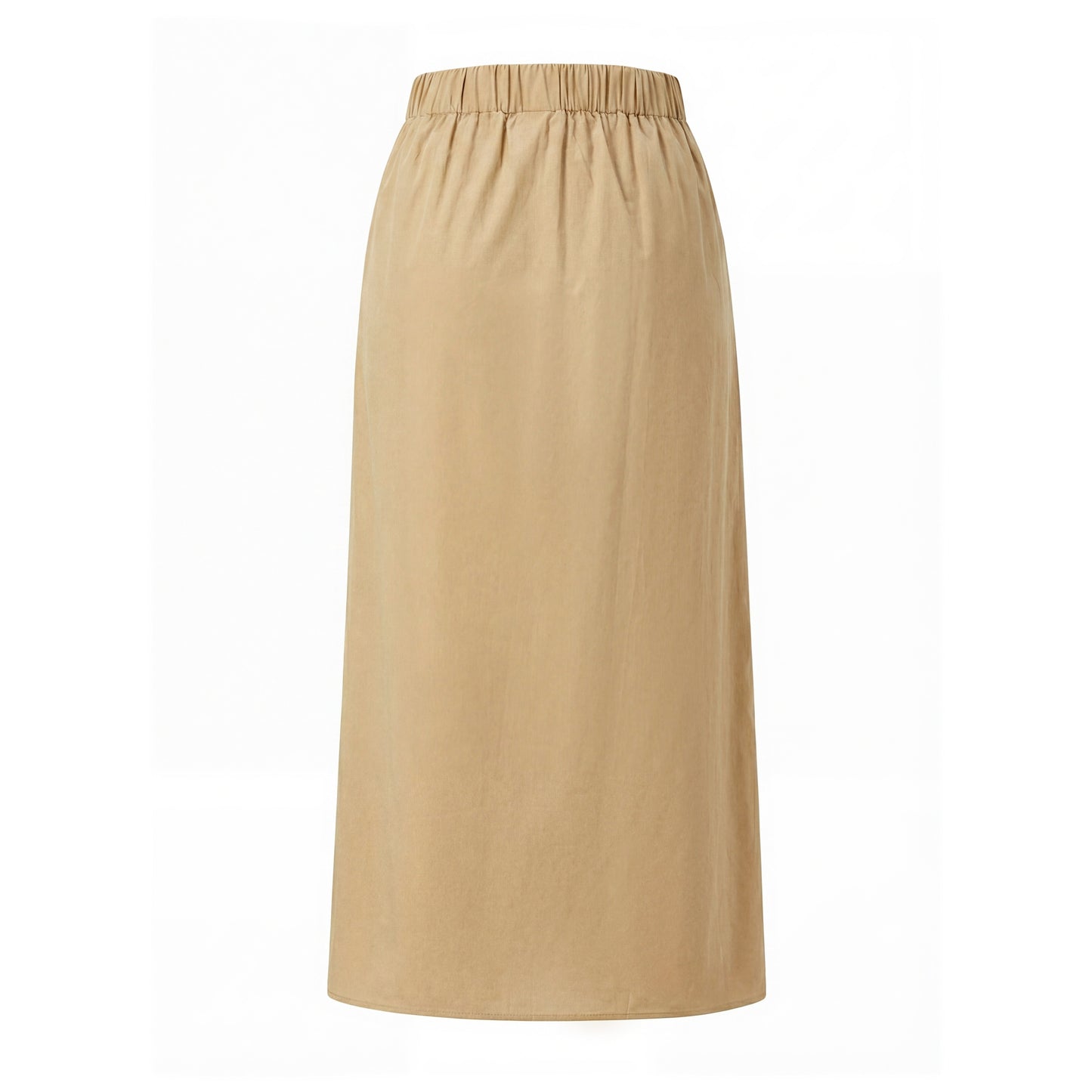 Cotton Skirt With Embroidered Waistband - Tan