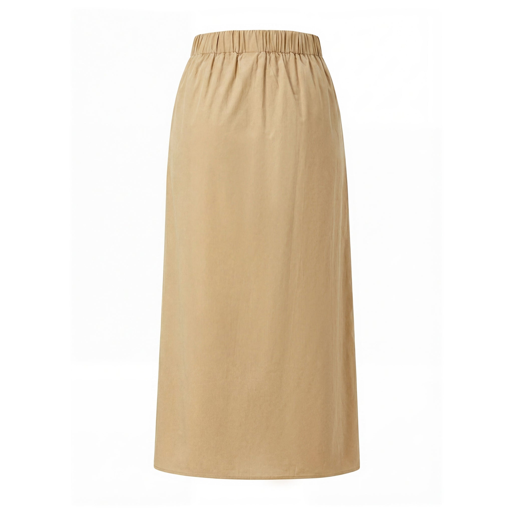 Cotton Skirt With Embroidered Waistband - Tan