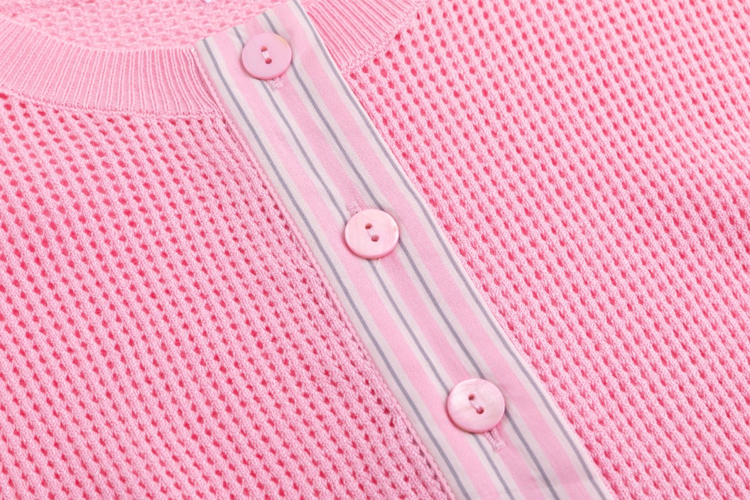 Pink Box Knit Cardigan