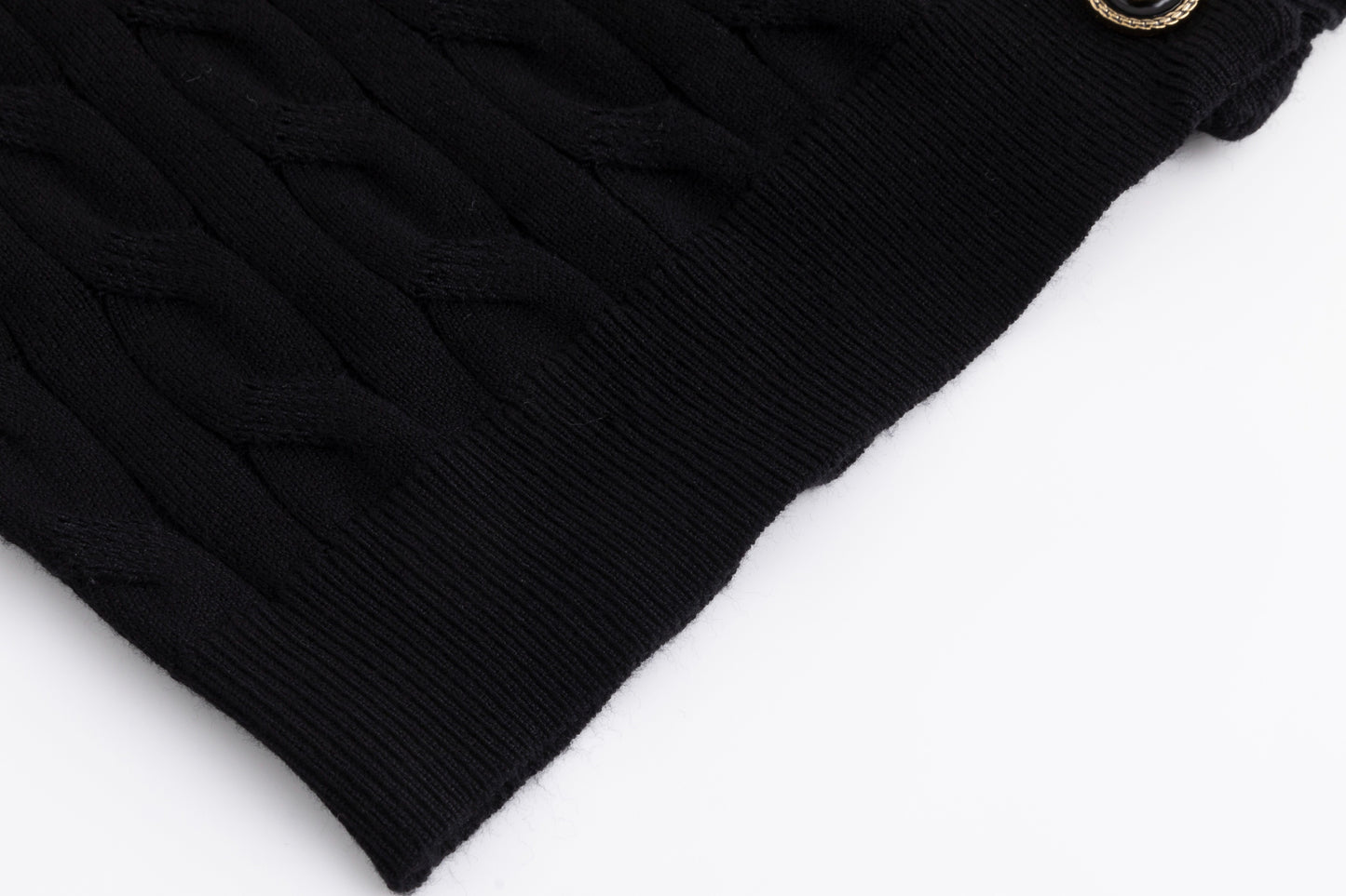Cable Knit Cardigan With Detailed Buttons - Black