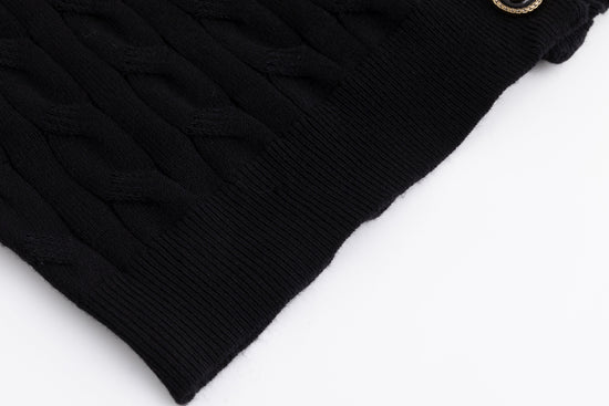 Cable Knit Cardigan With Detailed Buttons - Black