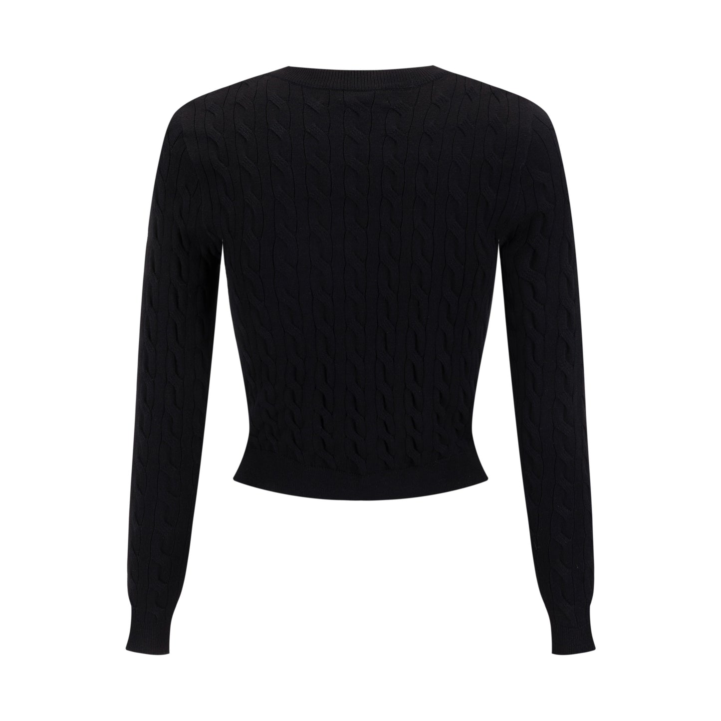 Cable Knit Cardigan With Detailed Buttons - Black