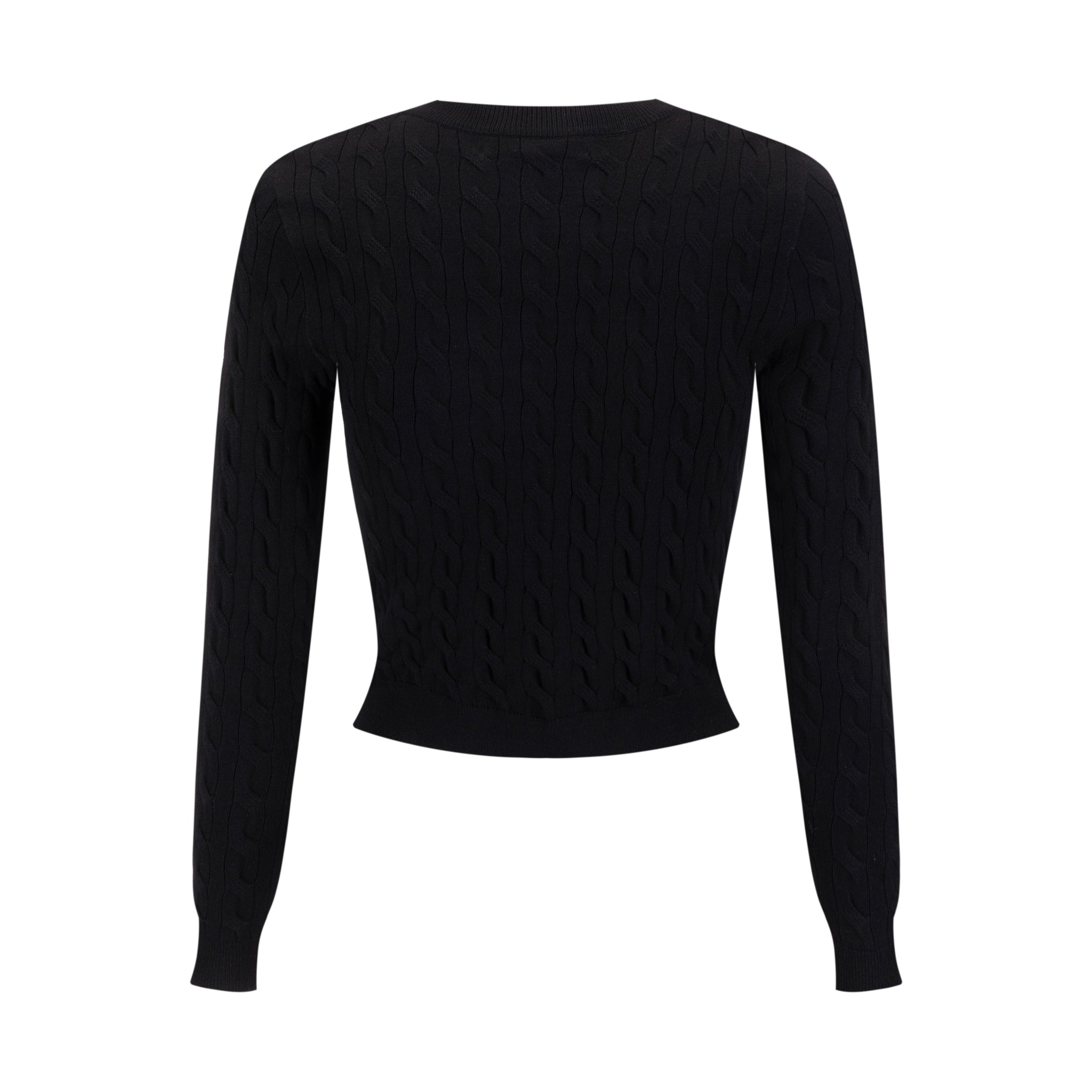 Cable Knit Cardigan With Detailed Buttons - Black