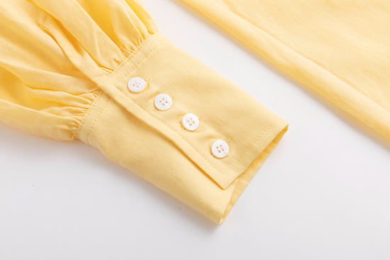 Yellow Cotton Dress With Mirror Detail