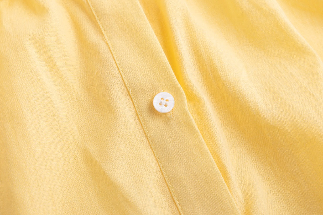 Yellow Cotton Dress With Mirror Detail