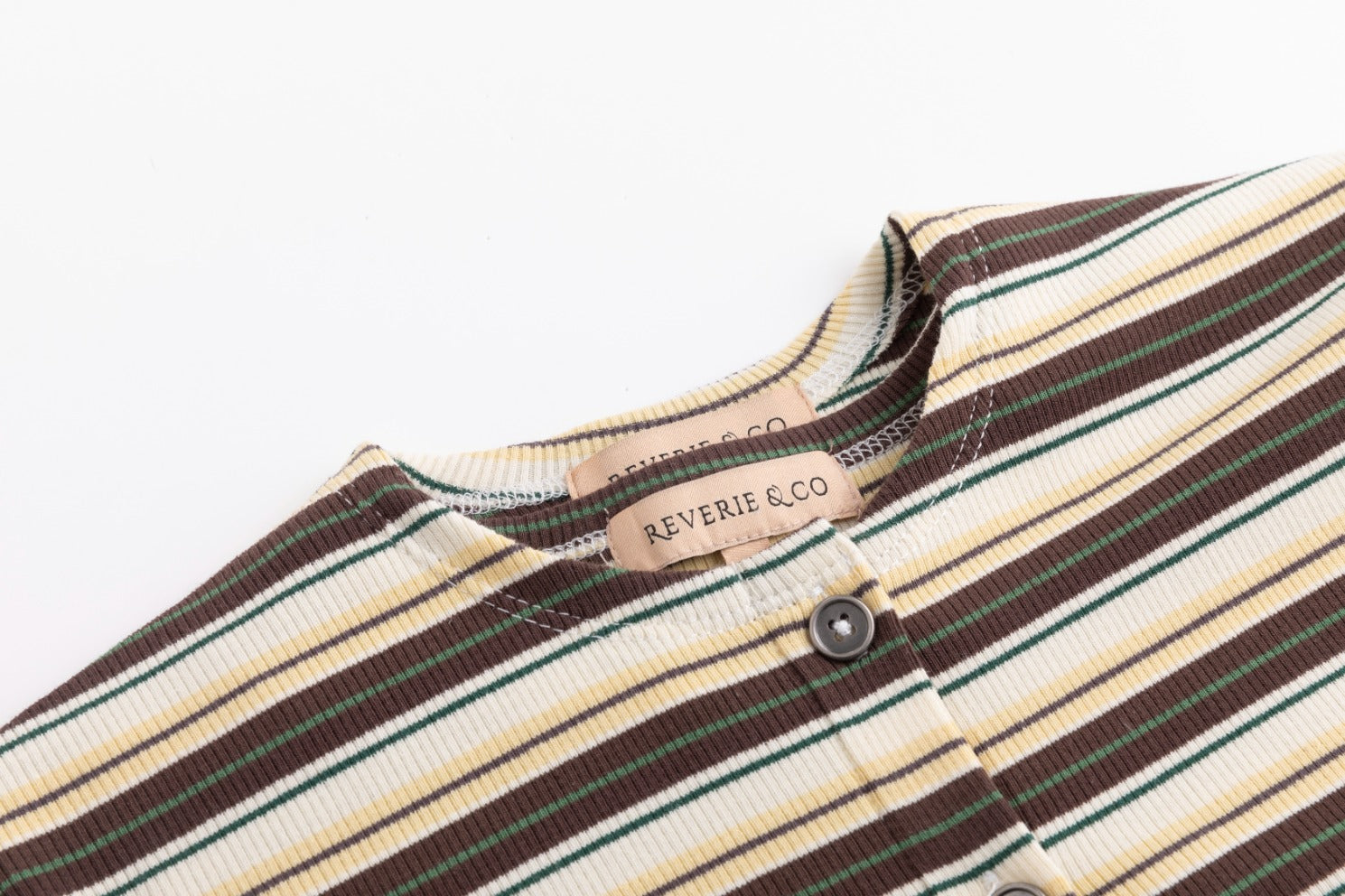 Cropped Ribbed Twin Set- Striped-Brown And Yellow