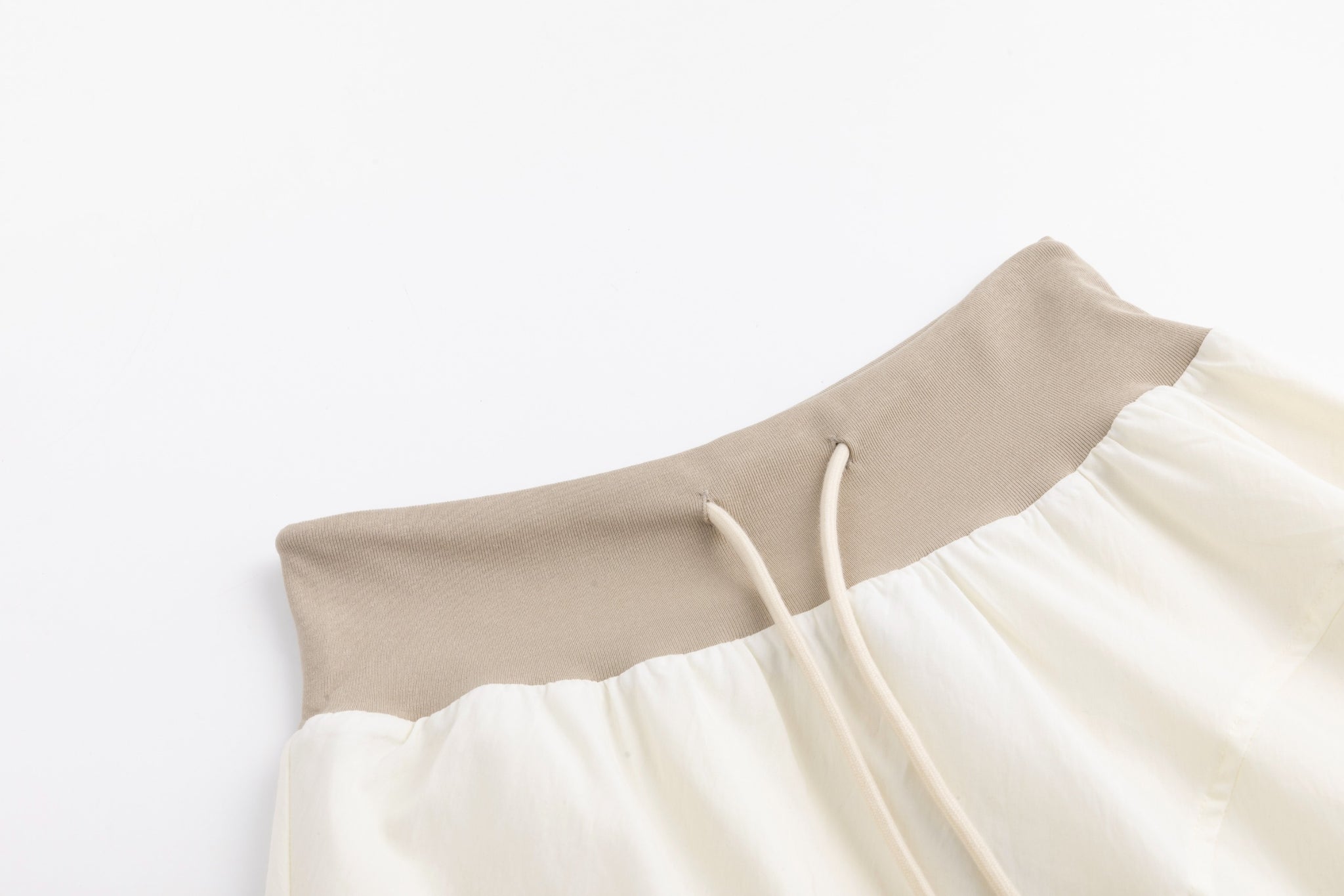 High Waistband Drawstring Skirt - Cream
