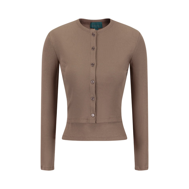 Cropped Ribbed Twin Set- Fawn