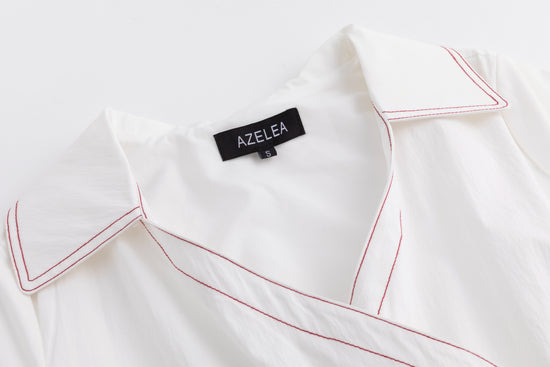 Cotton Jumper with Embroidered Belt - White