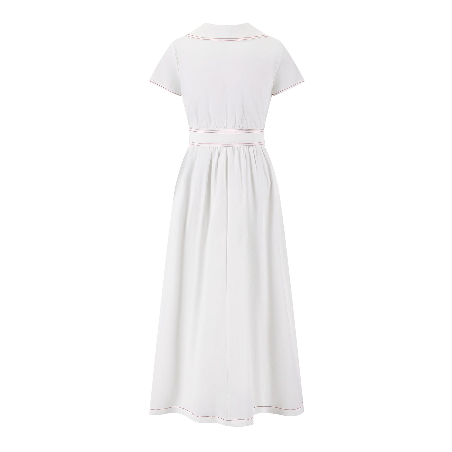Cotton Jumper with Embroidered Belt - White