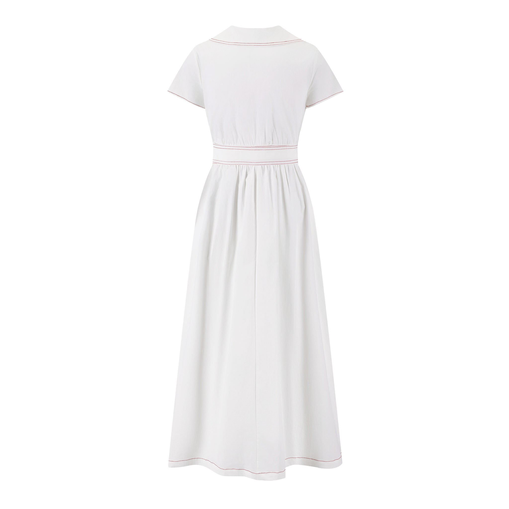 Cotton Jumper with Embroidered Belt - White