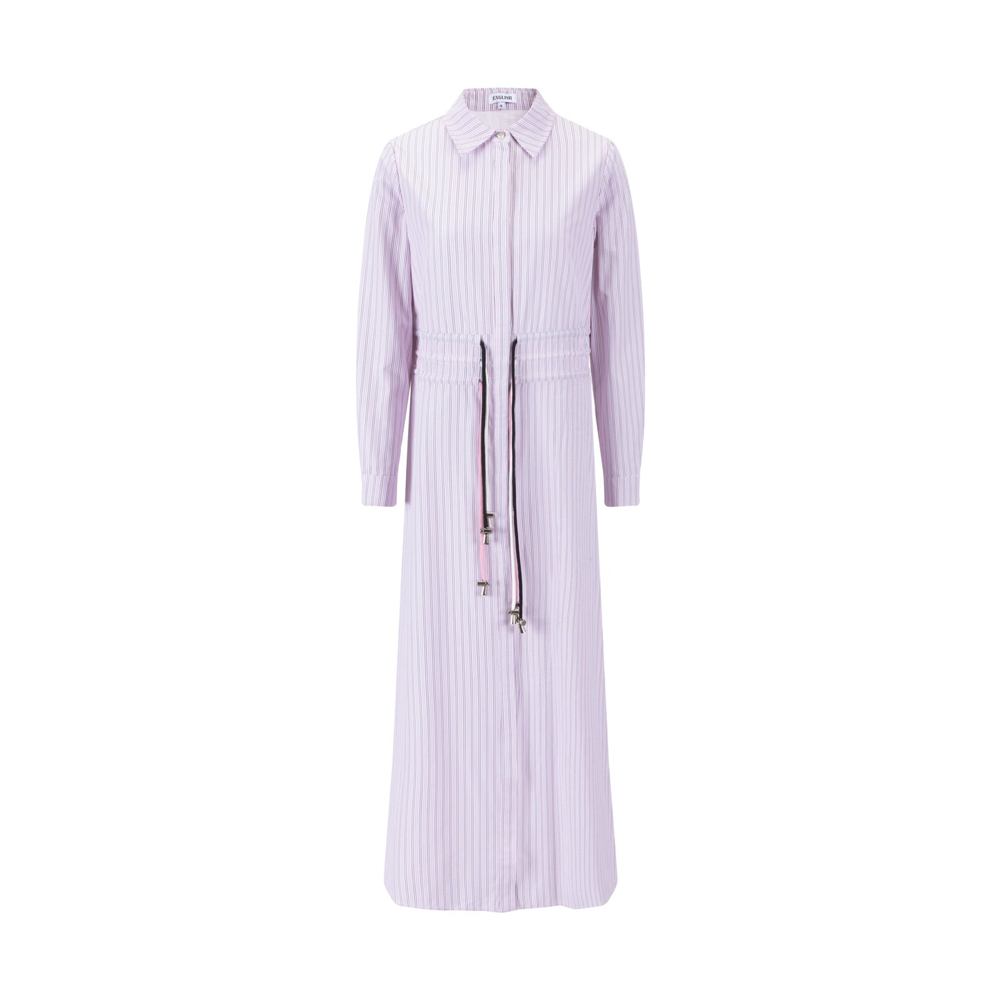 Drawstring Detail Striped Dress - Pink