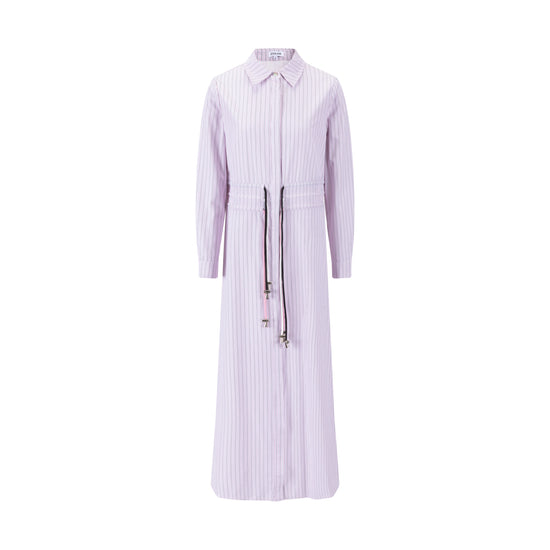 Drawstring Detail Striped Dress - Pink